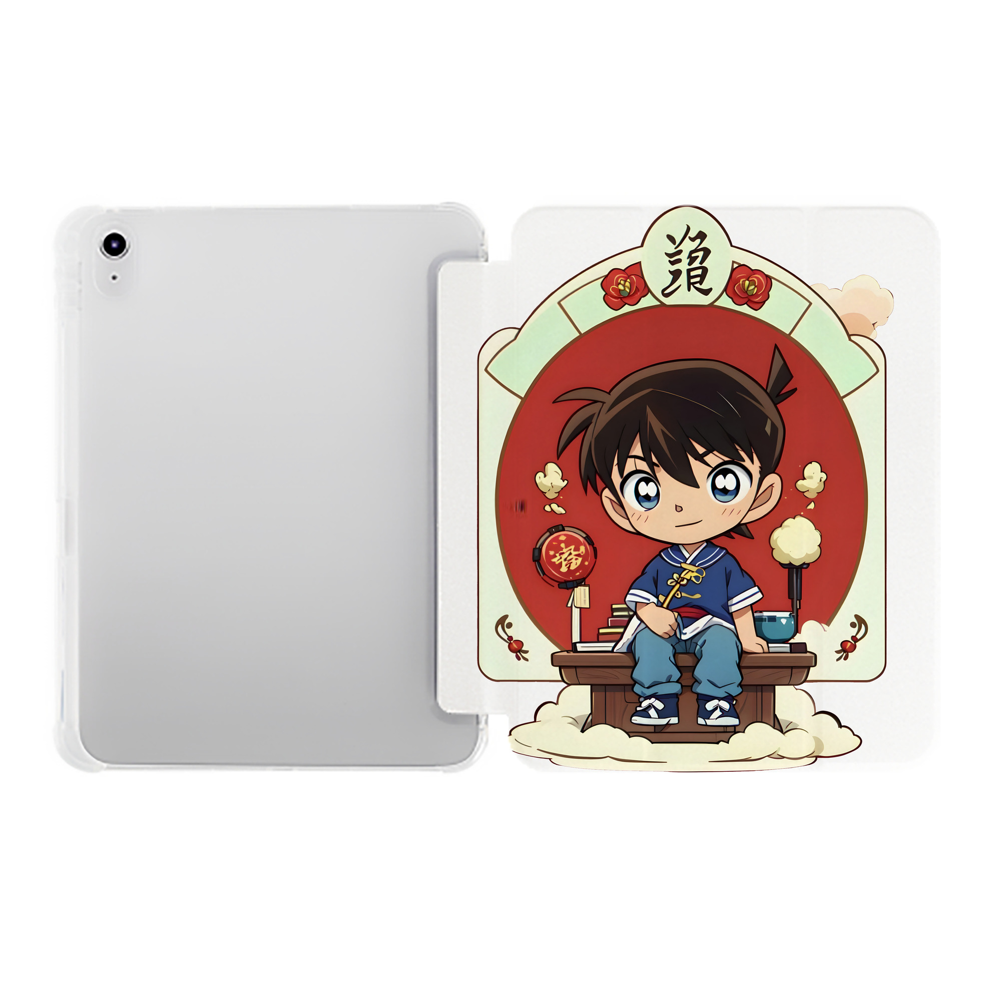 （画像用） 名探偵コナン 江戸川 コナン Detective Conan Conan Edogawa IPad ケース ペン収納付き 三つ折りスタンド PUレザー×シリコン 対応機種9.5/10.5/10.9インチ